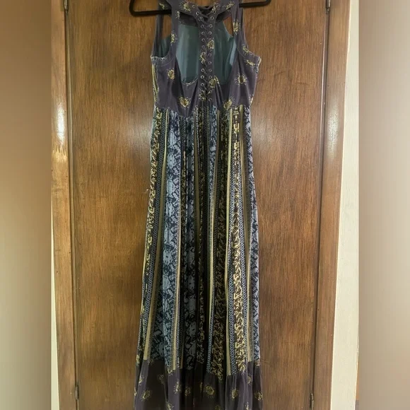 Free People Maxi Dress Sz. 8 Lace Up "You Made My Day" Cut Out Night Out Dress! - Picture 6 of 13